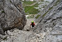Itálie - Dolomity: stezka č.441 ze sedla Falzarego k Averau - jediný těžší úsek