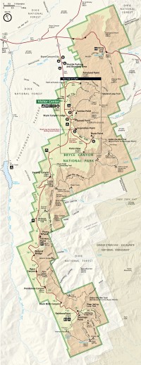 USA Jihozápad: mapa Bryce Canyon National Park celková (zdroj: Bryce Canyon National Park)