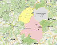 Hrubý Jeseník: mapa geomorfologických podcelků (zdroj: mapy.cz)