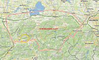 Rakousko - Kaiserwinkl: mapa Chiemgauské Alpy (zdroj: mapy.cz)