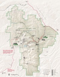 USA Jihozápad: mapa Národního parku Pinnacles (zdroj: Pinnacles National Park)