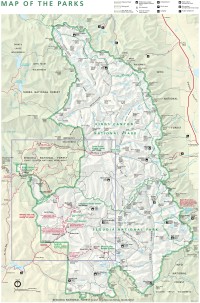 USA Jihozápad: mapa parků Sequoia a Kings Canyon (zdroj: Sequoia National Park)