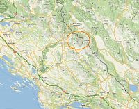 Chorvatsko: mapka polohy nejvyšší hory Chorvatska - Dinara / Sinjal (zdroj: mapy.cz)