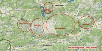 Rakousko - Dachstein: mapa horských skupin Dachsteinu (zdroj: mapy.cz)