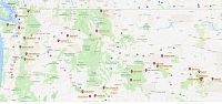 USA Severozápad: mapa navštívených míst v roce 2019 (zdroj: google.mapy)