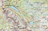 Rakousko – Dachstein: mapa oblasti jezer Vorderer a Hinterer Gosausee, zdroj: mapy Kompass