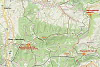 mapa navštívených míst: Nejvýchodnější bod ČR, Hrčava - Trojmezí, Jablunkovské mezihoří - Gírová (zdroj: mapy.cz)