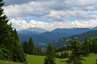 Türnitzké Alpy: výhled ze stezky Türnitzer Höger - Zdarsky Hütte na Schneeberg