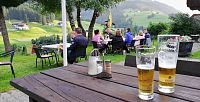 Rakousko: údolí Lesachtal, Maria Luggau - kemp, restaurace - venkovní terasa
