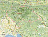 Julské Alpy - mapa - slovinská a italská část (zdroj: mapy.cz)