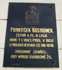 pamětní deska legionáře Františka Kostrůnka