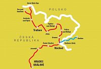Mapa trasy cyklobusu v Královéhradeckém kraji