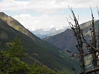 Val di Cogne z Montseuc, výhled k masivu Mont Blanc