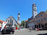 Lindau, Kirchplatz, evangelický kostel St. Stephan a katolický kostel Panny Marie