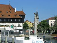 Konstanz, Konzilgebaude, socha zdejšího rodáka F, von Zeppelina