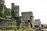hrad Conwy od řeky, železniční most