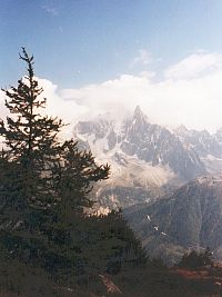 Chamonix, skupina Mont Blanc, Aiguille Vert z Planpraz
