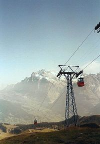 lanovka Grindelwald - Männlichen, v pozadí Wetterhornm 3704 m