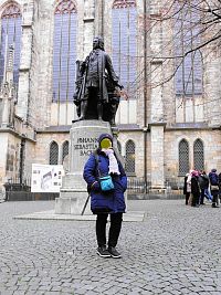 Lipsko, socha J.S.Bacha před Thomaskirche