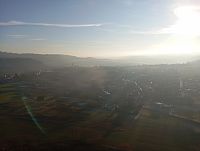 výhled za mrazivého zimného dne