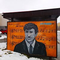 Malba na autobusové zastávce Jana Šoupala v Ostravě-Porubě
