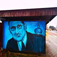 Malba na autobusové zastávce Heyrovského v Ostravě-Porubě