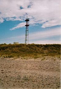 Maják Darsser Ort a Natureum, poloostrov Darß, Spolková republika Německo