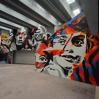 Mural v pasáži polyfunkčního domu na ulici Petra Křičky v Moravské Ostravě