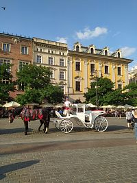 Krakovský rynek "Rynek Główny" - nabídka projížďky v kočáru