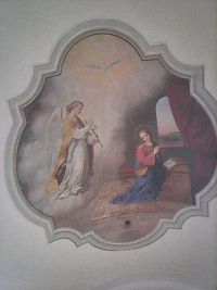 Navštívení Panny Marie (Stropní malba v lurdské kapli)