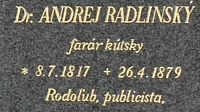 Kúty - tabuľa Andrej radlinský