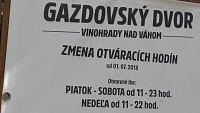 VINOHRADY NAD VÁHOM - gazdovský dvor - otváracie hodiny