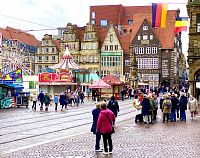 Historické domy bohatých měšťanů na hlavním náměstí Marktplatz
