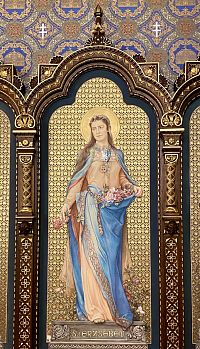 Trochu nadnesená stylizace Alžběty Bavorské, manželky Františka Josefa I. Byla v Uhrách nesmírně populární.