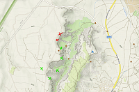 Červené křížky (davy lidí, hlasitá hudba), zelené křížky - naše vyhlídky, ze kterých jsou přiložené fotky