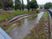 Bratrušovský potok v Šumperku 14.9.2024 byl celkem v pohodě