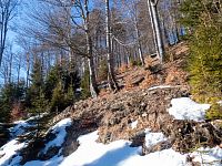 V nižších partiích jsou stráně bez sněhu