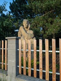 Socha za plotem Arboreta