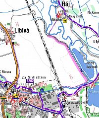 Oficiálně je k Háji jen část cyklostezka, zbytek je po hrázi a místní cestě