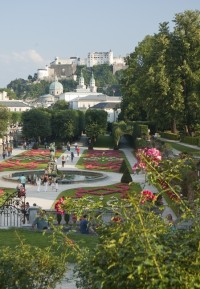 Zahrada Mirabell a pevnost Hohensalzburg