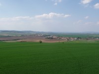 Pohled z Přediny na obec Kelčice a Vranovice