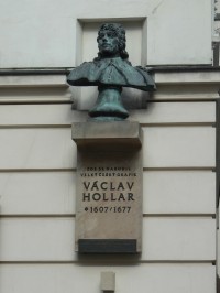 Praha 1 - Soukenická - busta a pamětní deska Václav Hollar