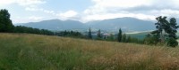 Pohled na Západní Tatry, které vlevo přecházejí v Chočské vrchy