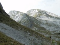 Eiskogel, vlevo jeho nižší vrchol, vpravo vyšší vrchol