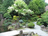 V japonské zahradě poblíž vchodu