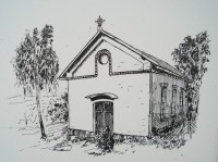 Kresba kaple na informační ceduli