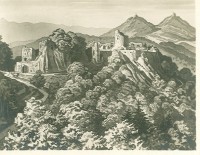 Historická kresba zříceniny hradu