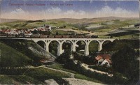 Historická pohlednice, viadukt u městečka Lewin Kłodzki