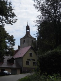 Hojná Voda - věž zbořeného  kostela ze 16. století