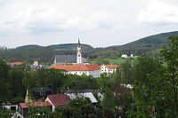 Vyšší Brod - pohled na klášterní areál s kostelem Nanebevzetí Panny Marie